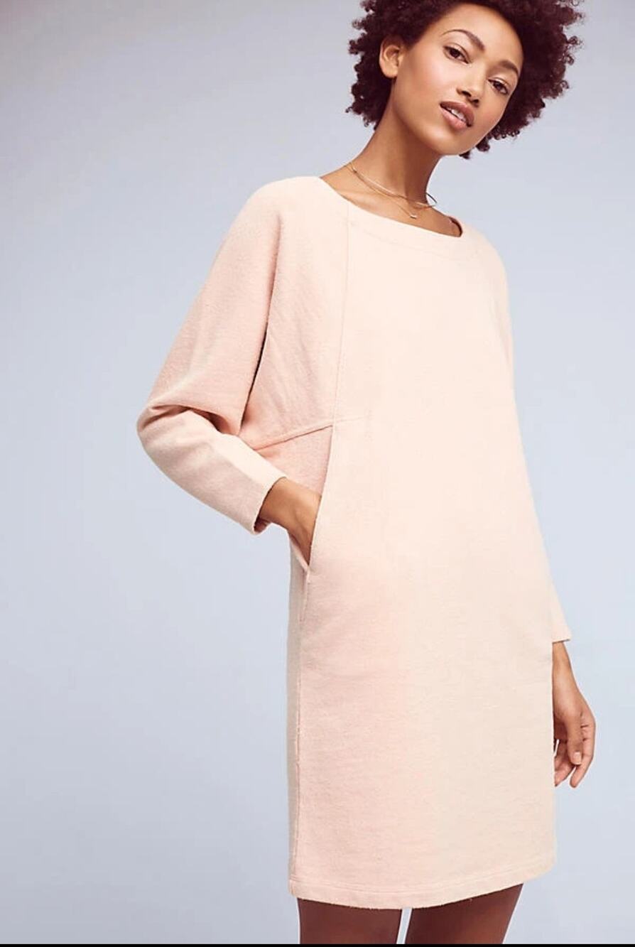 NWT Holding Horses Anthropologie Textured Sweatshirt Dress Peach Size Small